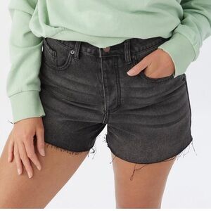 O’NEILL Kellerman Washed Black Distressed High Rise Cutoff Shorts